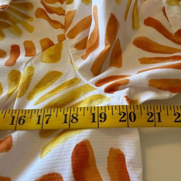 Chico’s White, Yellow & Orange Flower Power Princeton Jacket Sz 12 Artsy, Summer - Picture 8 of 13